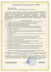 Окончание приложения к Свидетельству ООО ПТФ ``ПИЩЕПРОМПРОЕКТ``